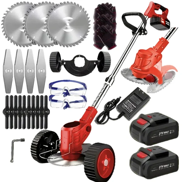 Cordless Lawn Trimmer Weed Wacker Lawn Mower Grass Edger with 2 Li-Ion Batteries Powered & 3 Cutting Blade Types - Image 10