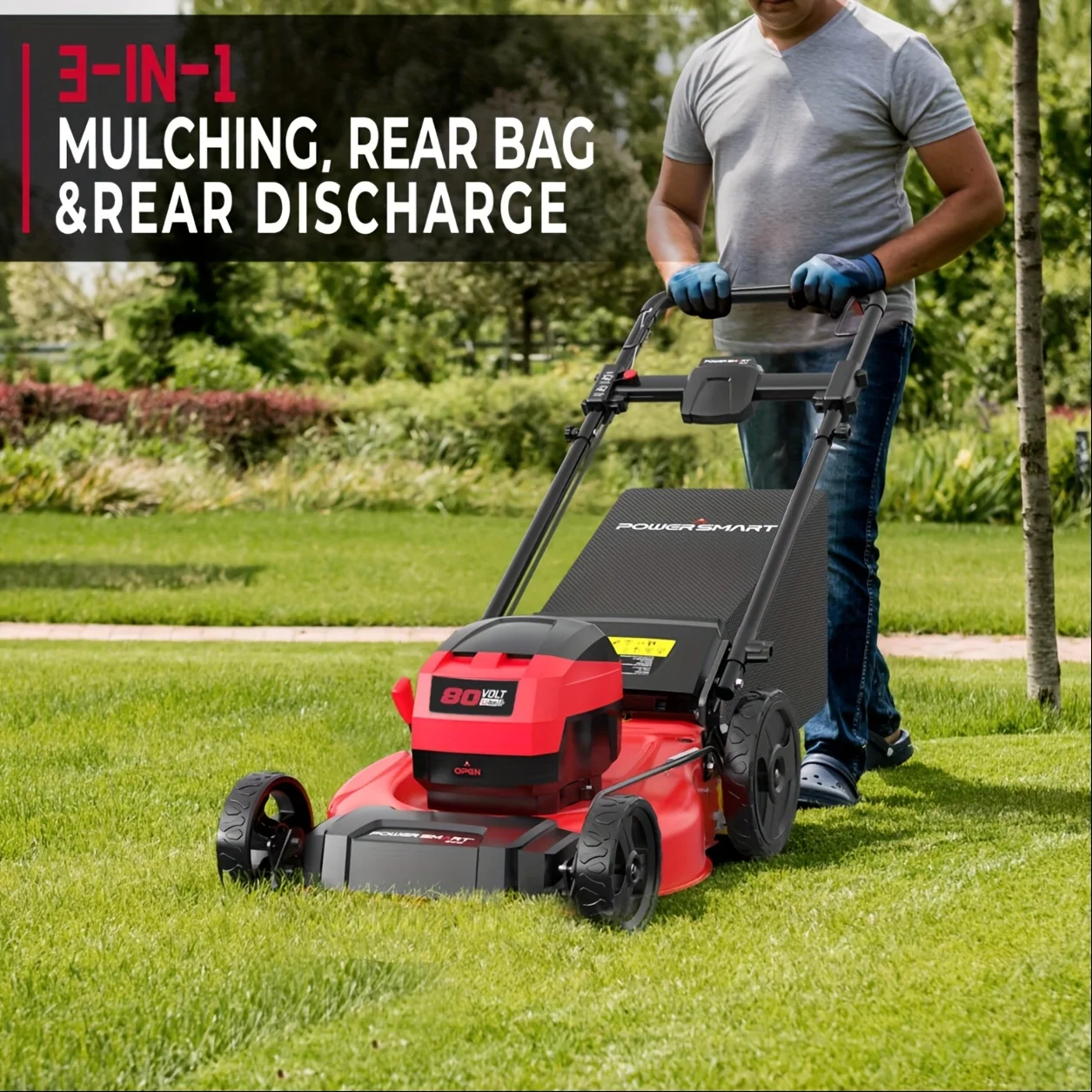 PowerSmart 80V 21" Cordless Lawn Mower with 6.0Ah Battery and Fast Charger Brushless Battery Push Lawn Mower - Image 3