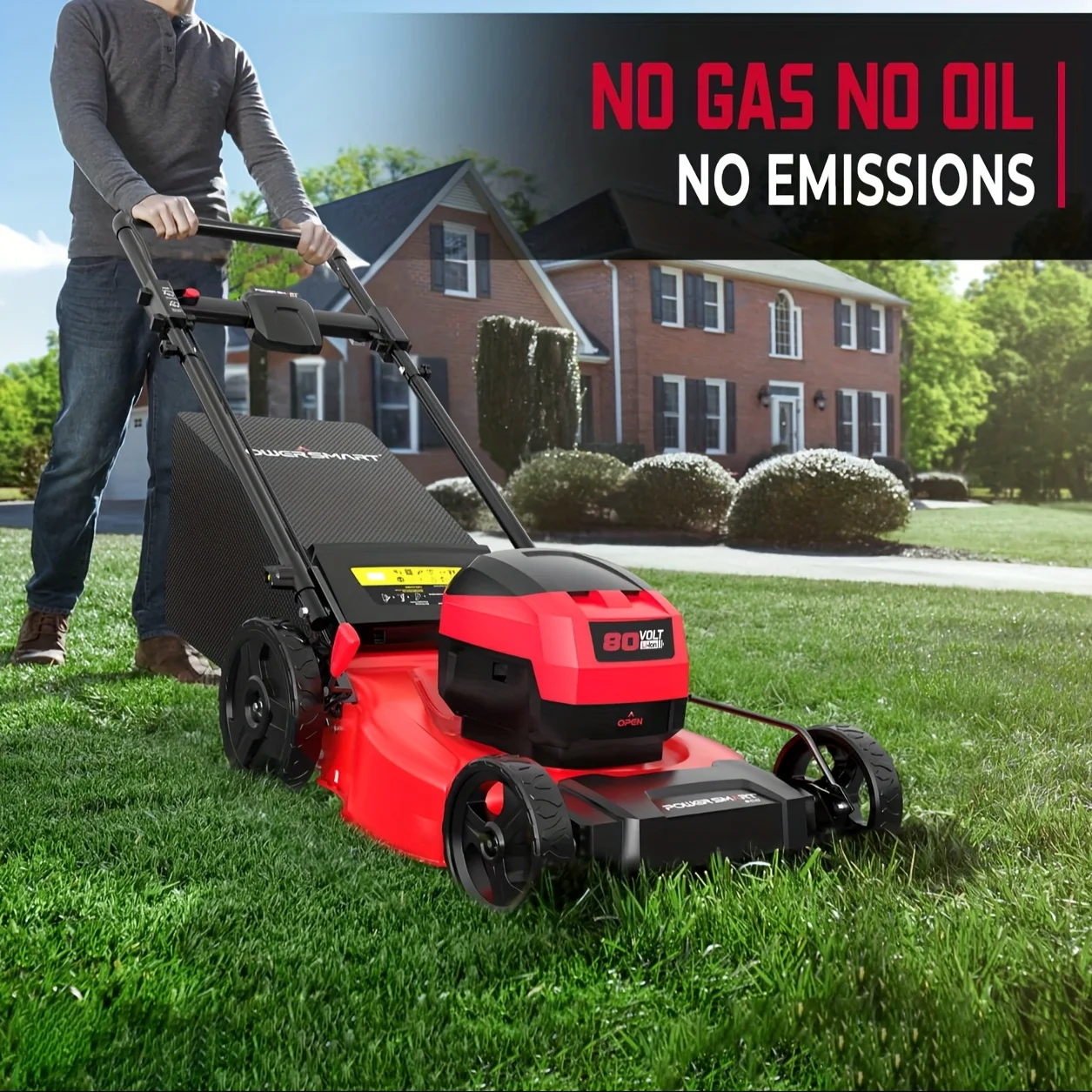 PowerSmart 80V 21" Cordless Lawn Mower with 6.0Ah Battery and Fast Charger Brushless Battery Push Lawn Mower