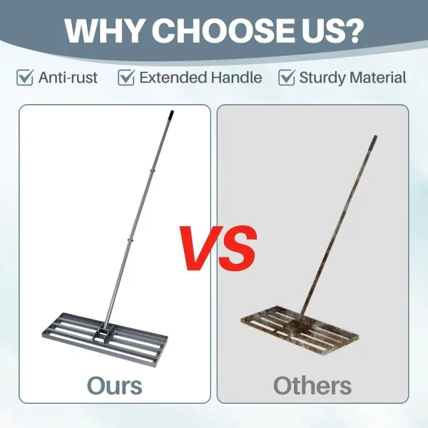 30"*10" Multifunctional Lawn Leveling Rake for Garden and Farm, Heavy Duty for Compost, Sand, Mulch Leveling - Image 2