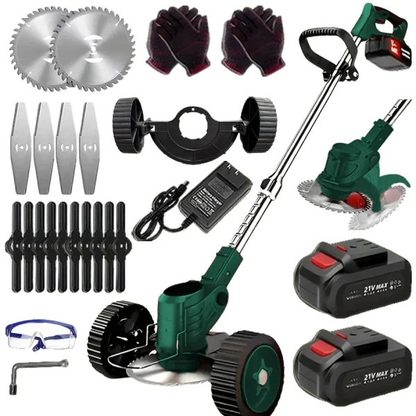 Cordless Lawn Trimmer Weed Wacker Lawn Mower Grass Edger with 2 Li-Ion Batteries Powered & 3 Cutting Blade Types - Image 13