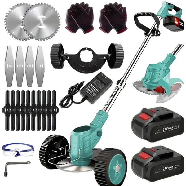 Cordless Lawn Trimmer Weed Wacker Lawn Mower Grass Edger with 2 Li-Ion Batteries Powered & 3 Cutting Blade Types - Image 12