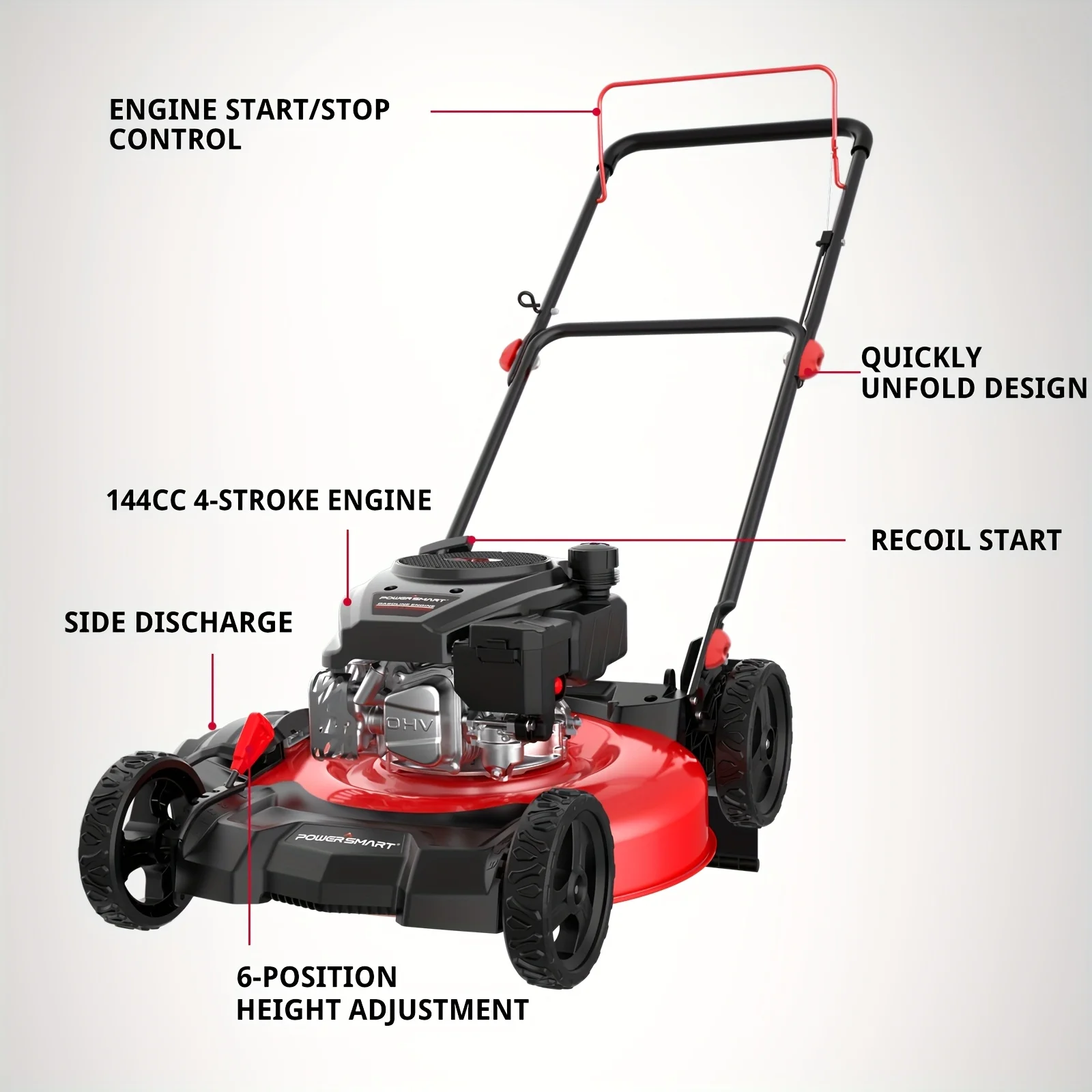 PowerSmart 21'' 144cc Gas Push 2-in-1 Lawn Mower