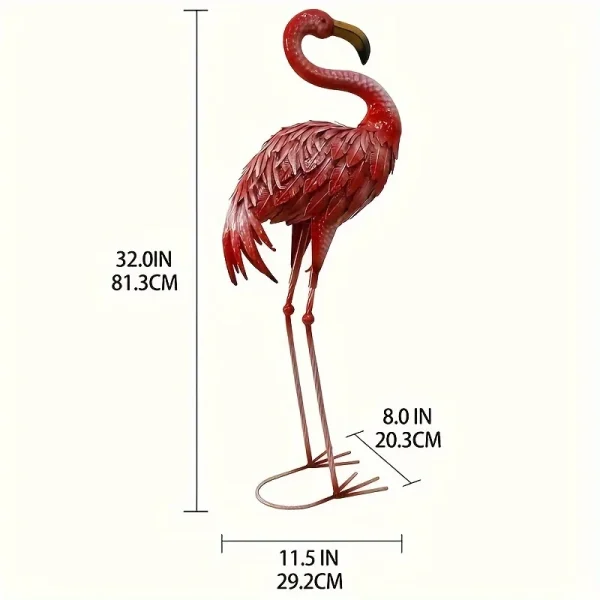Rustic Metal Flamingo Yard Decor, Standing Flamingo Statue for Garden, Outdoor Bird Sculpture for Lawn, Backyard, Porch, Patio - Image 3