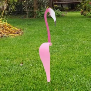 Dancing Flamingo Garden Metal Art Decor Swirl Dancing Flamingo Birds Outdoor Decorations Ornaments for Garden Yard Backyard