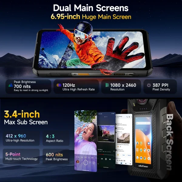 Ulefone Armor 30 Pro 5G Rugged Phone Android 14 Smartphone 6.9" 120Hz 32GB+512GB 12800mAh Night Camera 64MP NFC 66W - Image 2