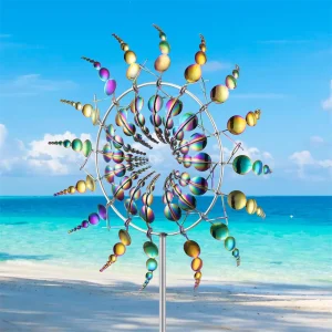 1pc Magical 3D Metal Outdoor Windmill Spinners Unique Metal Kinetic Wind Sculptures  Wind Catchers Lawn Patio Yard Garden Decor