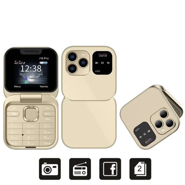 SERVO I16 Pro MIni Fold Mobile Phone 2G GSM Dual SIM Card Speed Dial Video Player Magic Voice 3.5mm Jack FM Small Flip Cellphone - Image 14