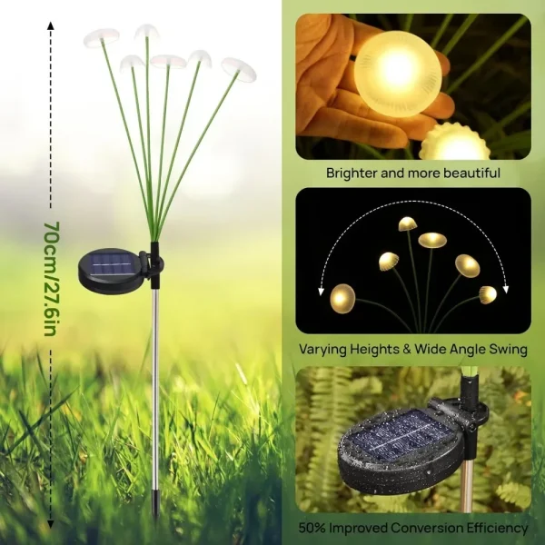 Solar Lights Outdoor LED Solar Mushroom Lawn Lights Waterproof Party Yard Patio Pathway Jellyfish Lamp for Garden Decoration - Image 3