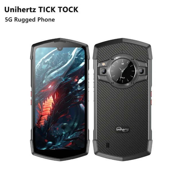 Unihertz Tick Tock 5G Rugged Smartphone Android 128GB 48MP Camera Cellphone 6000mAh Phone with Dual-Screen IP 68 Waterproof