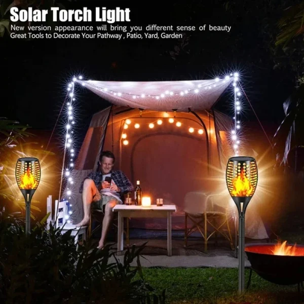 1-12PCS 12LED Solar Flame Torch Light Flickering Light Waterproof Garden Decoration Outdoor Lawn Path Yard Patio Floor Lamp - Image 6