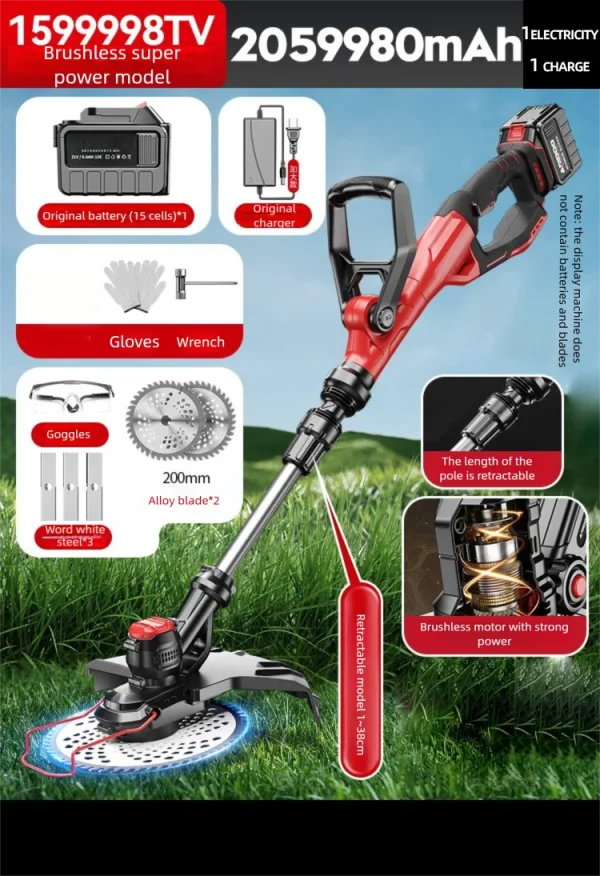 Electric Lawn Mower Multifunctional Agricultural Lawn Mower Small Household Rechargeable Lithium Battery Weeding Machine - Image 11