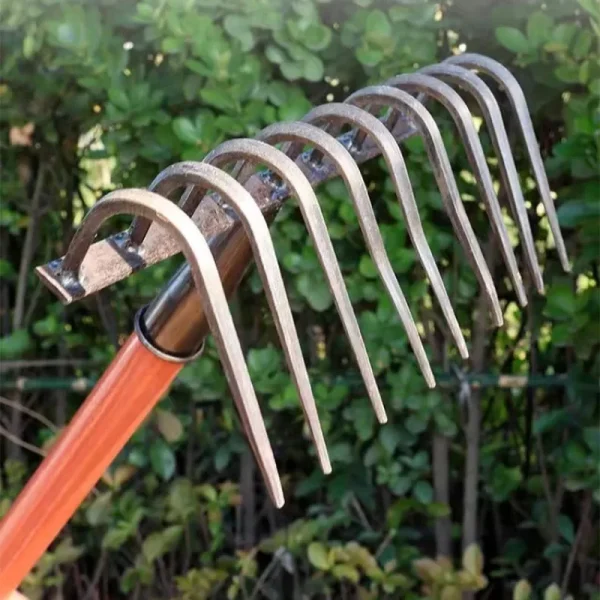 Multifunctiona steel rake Manganese Steel Durable Laborsaving Agricultural Nine-tooth Nail Rake for raking grass, loosening soil - Image 2
