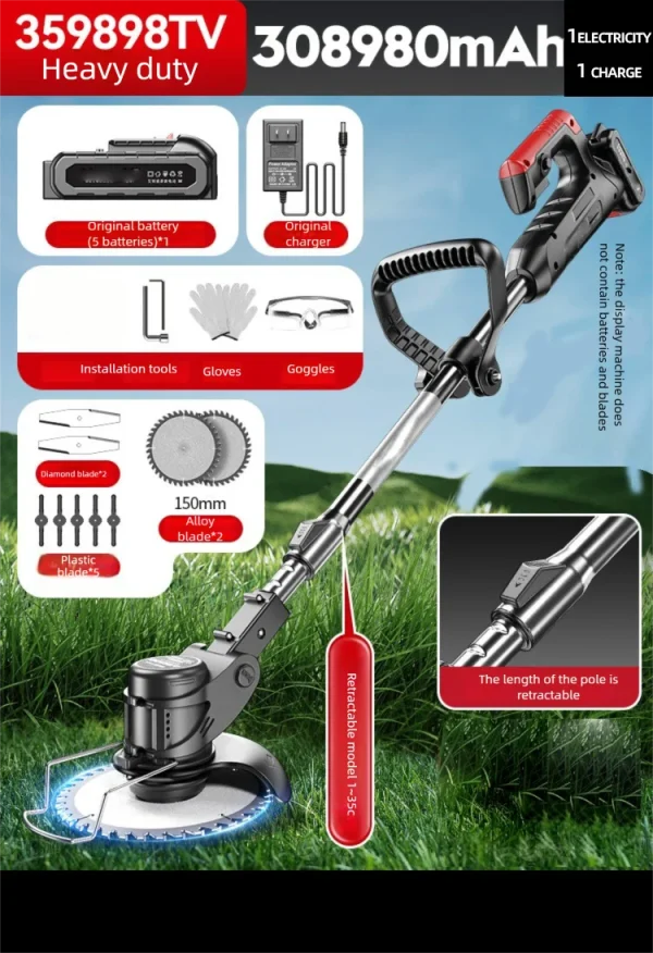 Electric Lawn Mower Multifunctional Agricultural Lawn Mower Small Household Rechargeable Lithium Battery Weeding Machine - Image 7