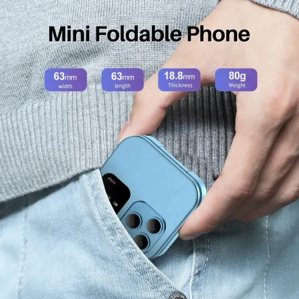 SERVO I16 Pro MIni Fold Mobile Phone 2G GSM Dual SIM Card Speed Dial Video Player Magic Voice 3.5mm Jack FM Small Flip Cellphone - Image 4