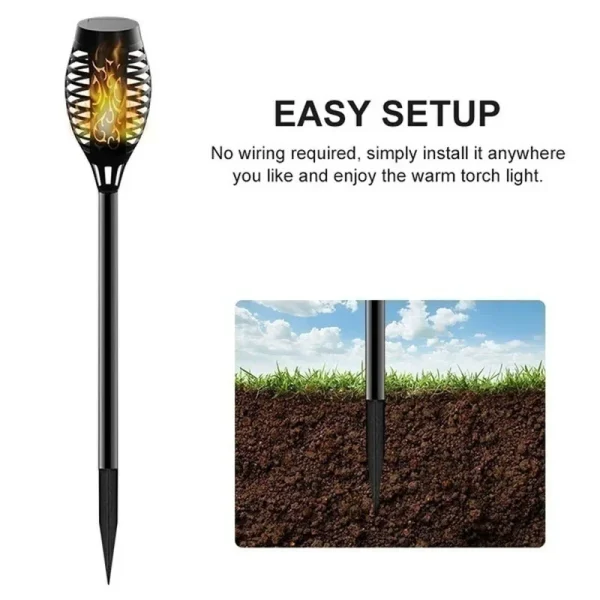 1-12PCS 12LED Solar Flame Torch Light Flickering Light Waterproof Garden Decoration Outdoor Lawn Path Yard Patio Floor Lamp - Image 5
