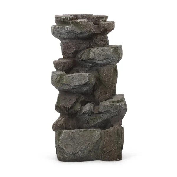 Large Waterproof 4 Tier Outdoor Water Fountain With LED Lights Garden Supplies For Patio Yard Relaxing Waterfall Decor Polyresin - Image 2