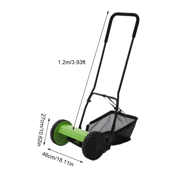 23L Hand Push Lawn Mower Adjustable Cutting Grass Height 12-45mm - Image 6