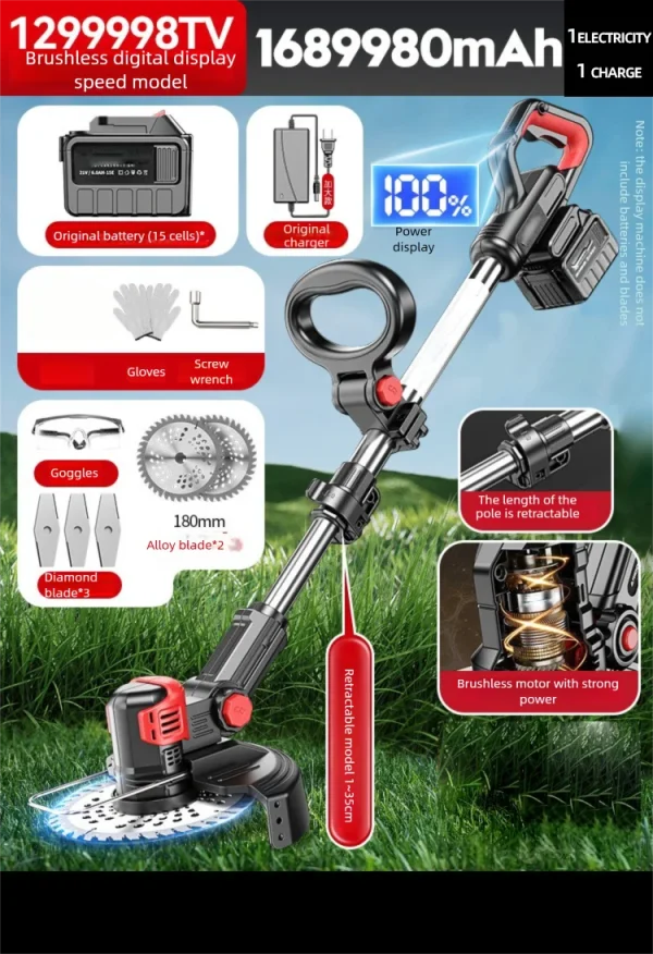 Electric Lawn Mower Multifunctional Agricultural Lawn Mower Small Household Rechargeable Lithium Battery Weeding Machine - Image 9