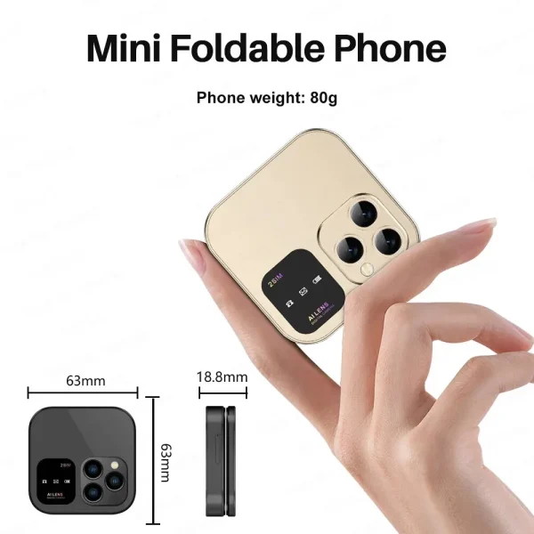 SERVO I16 Pro MIni Fold Mobile Phone 2G GSM Dual SIM Card Speed Dial Video Player Magic Voice 3.5mm Jack FM Small Flip Cellphone - Image 3