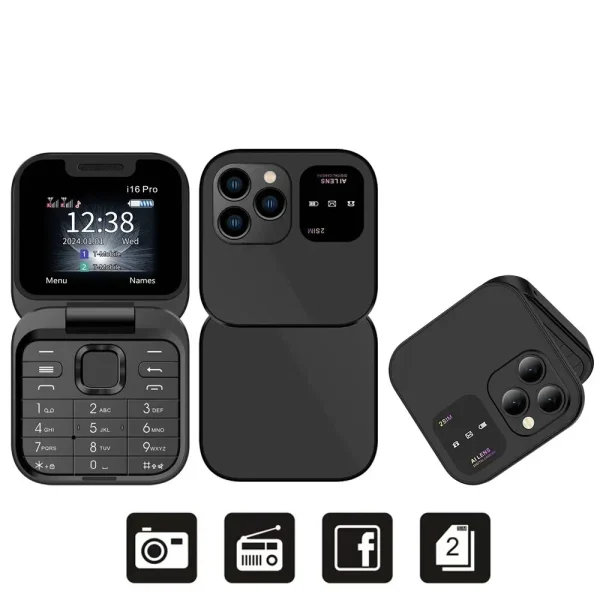 SERVO I16 Pro MIni Fold Mobile Phone 2G GSM Dual SIM Card Speed Dial Video Player Magic Voice 3.5mm Jack FM Small Flip Cellphone - Image 13