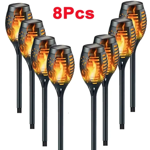 1-12PCS 12LED Solar Flame Torch Light Flickering Light Waterproof Garden Decoration Outdoor Lawn Path Yard Patio Floor Lamp - Image 8