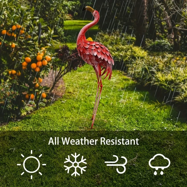 Rustic Metal Flamingo Garden Decor, Large Bird Statue For Lawn, Backyard, Porch, Ornament, Single Outdoor Sculpture - Image 6