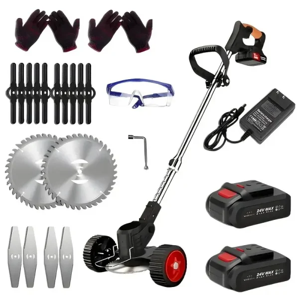 Cordless Lawn Trimmer Weed Wacker Lawn Mower Grass Edger with 2 Li-Ion Batteries Powered & 3 Cutting Blade Types - Image 11