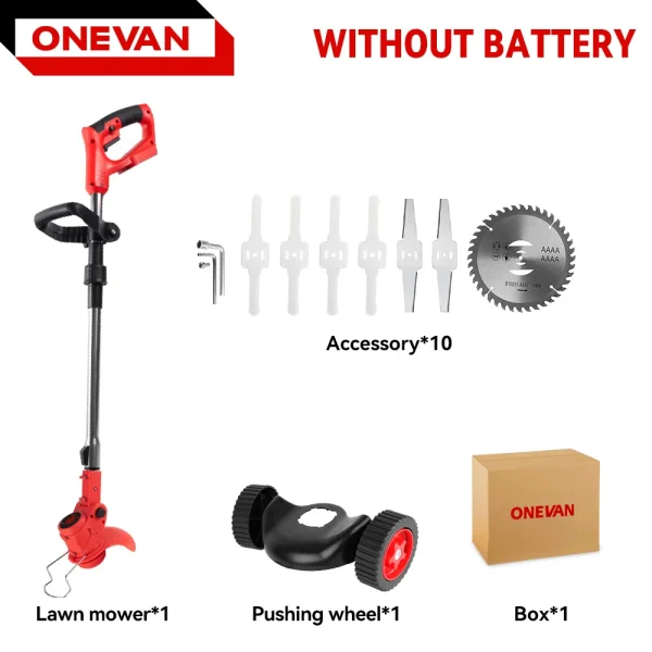 ONEVAN 7 Inch Electric Foldable Lawn Mower Cordless Grass Trimmer Adjustable Telescopic Garden Cutter For 21V 18V Battery - Image 8