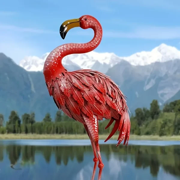 Rustic Metal Flamingo Yard Decor, Standing Flamingo Statue for Garden, Outdoor Bird Sculpture for Lawn, Backyard, Porch, Patio - Image 6