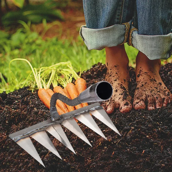Loose Soil Weeder Steel Garden Hand Rake Tool Sharp Heavy Duty Rake Durable Gardening Weeding Rake Agricultural Tools - Image 3