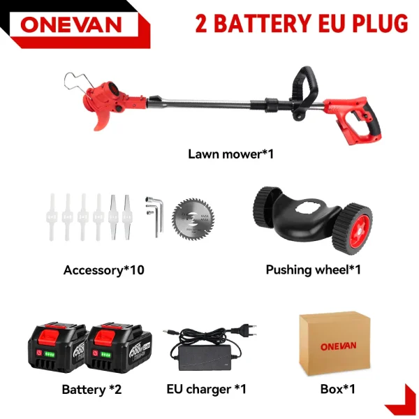 ONEVAN 7 Inch Electric Foldable Lawn Mower Cordless Grass Trimmer Adjustable Telescopic Garden Cutter For 21V 18V Battery - Image 7