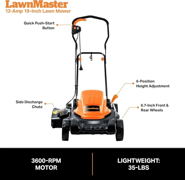 ME1218X Electric Lawn Mower 12AMP 19-Inch - Image 6