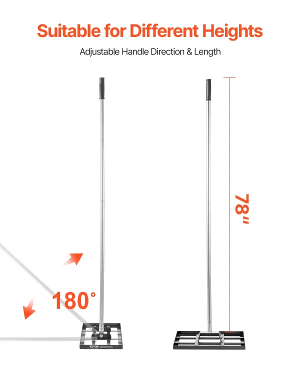 VEVOR Lawn Leveling Rake with Handle Ground Plate Rust-Resistant Carbon Steel Soil Leveler Effort Saving Lawn Leveling for Yard - Image 4