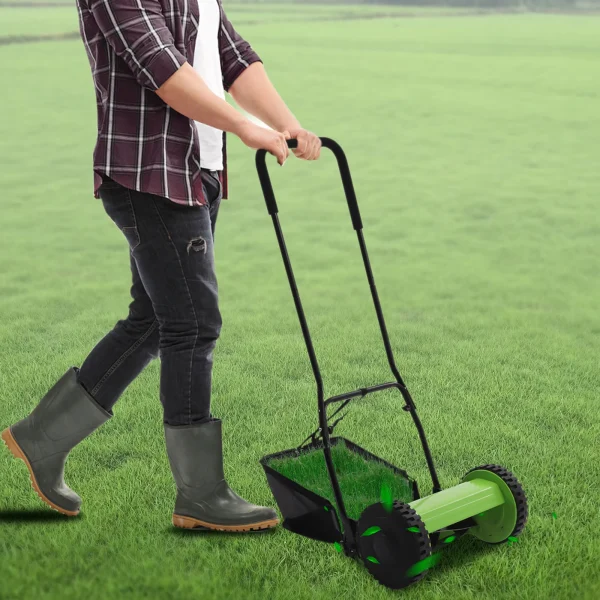 23L Hand Push Lawn Mower Adjustable Cutting Grass Height 12-45mm - Image 2