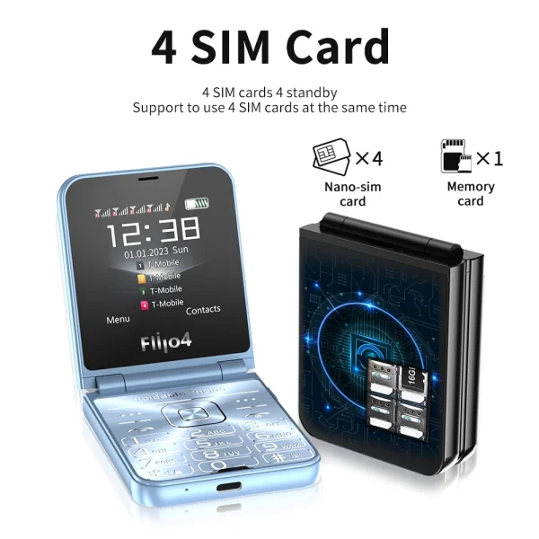 SERVO Flilo4 Flip Cellphone Four SIM Card GSM Cellular Network Flashlight Speed Dial Magic Voice Foldable Mobile Phone Low Price - Image 3