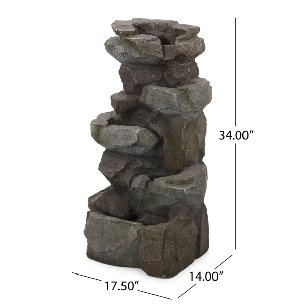 Large Waterproof 4 Tier Outdoor Water Fountain With LED Lights Garden Supplies For Patio Yard Relaxing Waterfall Decor Polyresin - Image 3