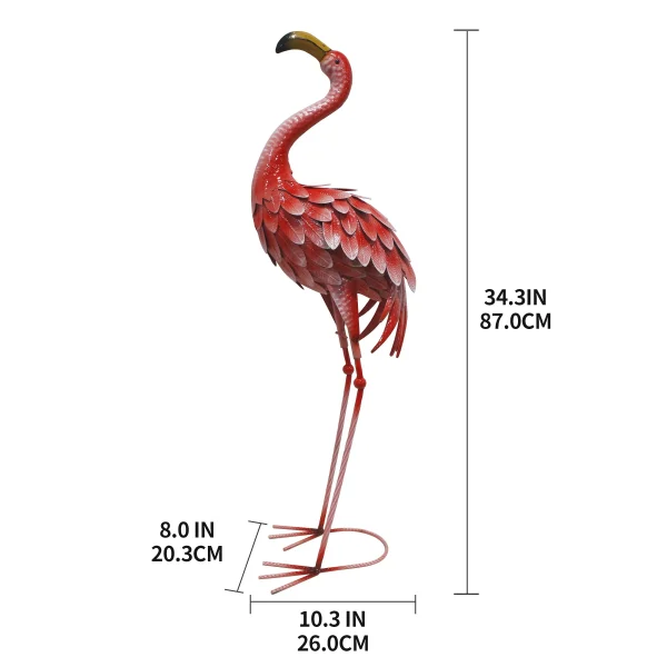 Rustic Metal Flamingo Garden Decor, Large Bird Statue For Lawn, Backyard, Porch, Ornament, Single Outdoor Sculpture - Image 3