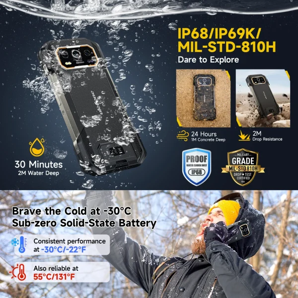 【World Premiere】 Ulefone Armor 27 4G 10600mAh Rugged Phone 24GB+256GB  Android 14 Smartphone 6.78"FHD 120Hz Night Vision Global - Image 6
