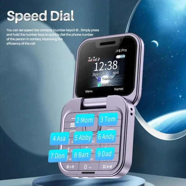 SERVO I16 Pro MIni Fold Mobile Phone 2G GSM Dual SIM Card Speed Dial Video Player Magic Voice 3.5mm Jack FM Small Flip Cellphone - Image 6