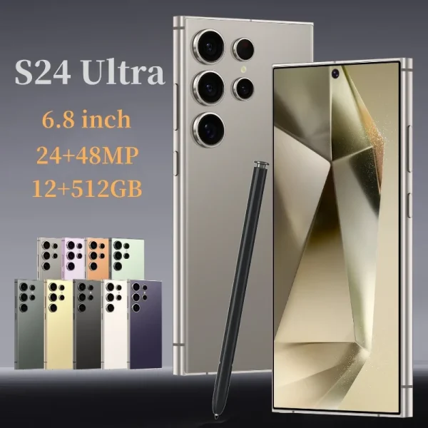 Global Vision S24 Ultra Smartphone 5G Android 6000mAH 8GB RAM 512G ROM 6.8Inch 1920x1080HD 24+48MP MTK10 4G Network Mobile Phone