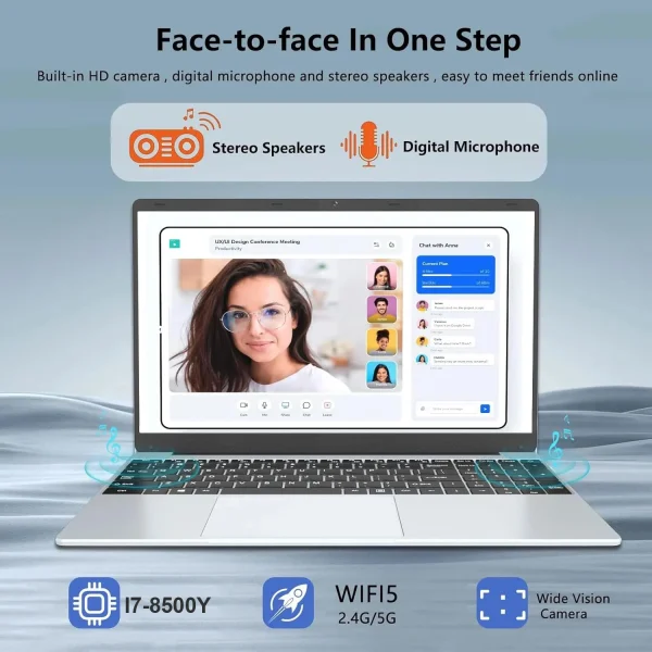 2025 15.6" Windows 11 Pro Laptop Computer Intel Core i7 8500Y 16GB 1TB Laptops Office Computer Fingerprint Unlock Notebook PC - Image 3