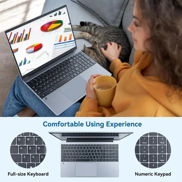 C-S156 15.6"Laptop Computer Windows 11 Quad-Core Celeron N5095 Processors Laptops IPS Display 5000mAh Battery 8GB DDR4 256GB SSD - Image 6