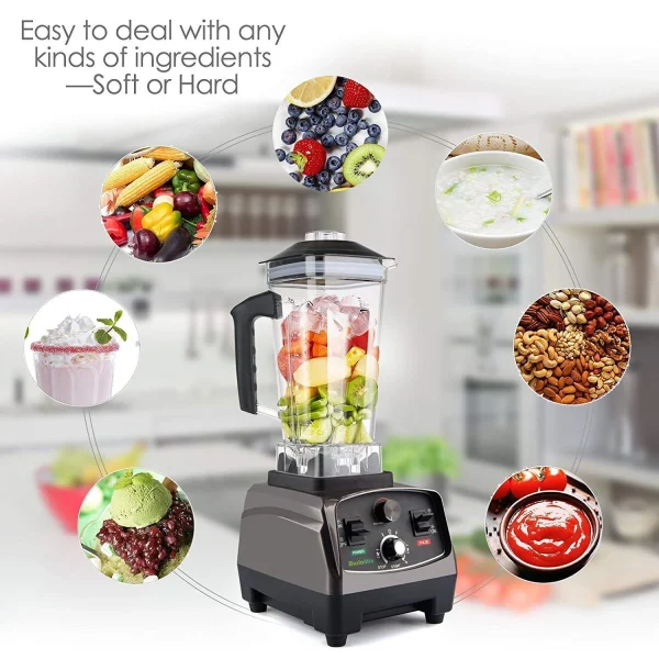 BioloMix 3HP 2200W Heavy Duty Commercial Grade Timer Blender Mixer Juicer Fruit Food Processor Ice Smoothies BPA Free 2L Jar - Image 4