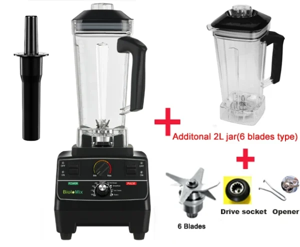BioloMix BPA Free 2L Jar 2200W Professional Smart Timer Pre-programed Blender Mixer Juicer Food Processor Ice Smoothies Crusher - Image 9