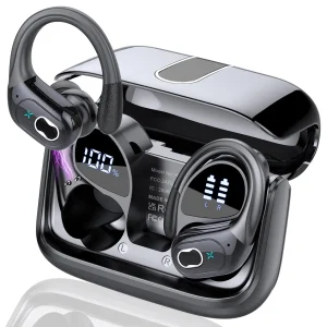 Wireless Earbuds Bluetooth 5.4, 75H Playtime Hi-Fi Stereo Deep Bass, ENC Mic IPX7 Waterproof Earhooks Sport Earphones.