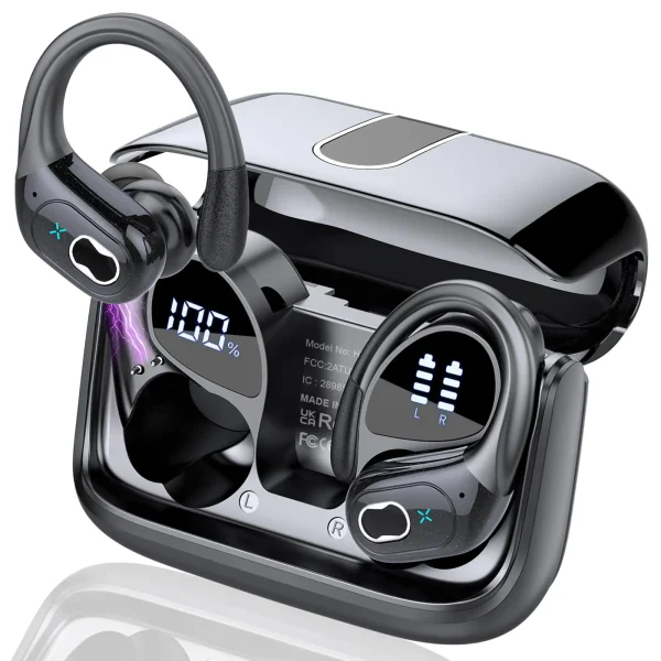 Wireless Earbuds Bluetooth 5.4, 75H Playtime Hi-Fi Stereo Deep Bass, ENC Mic IPX7 Waterproof Earhooks Sport Earphones.