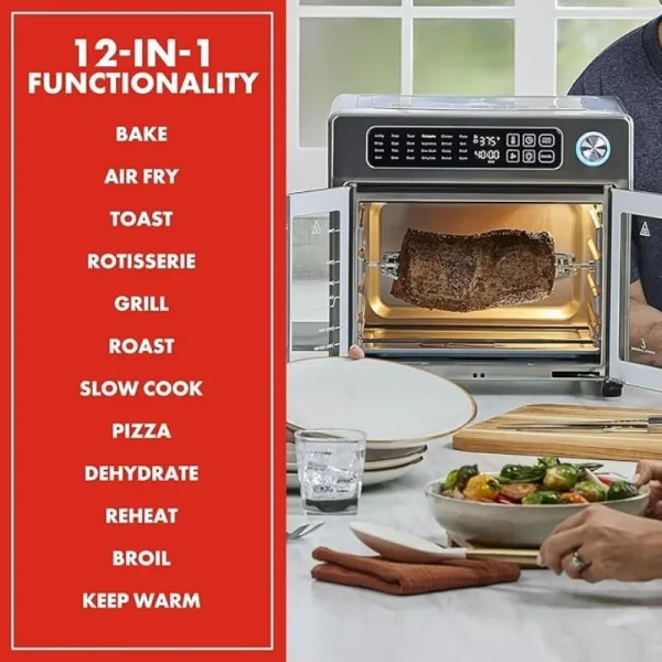 meril Lagasse Extra Large French Door Air Fryer Toaster Oven Combo, 24 Cooking Functions and Digital Controls - Image 3