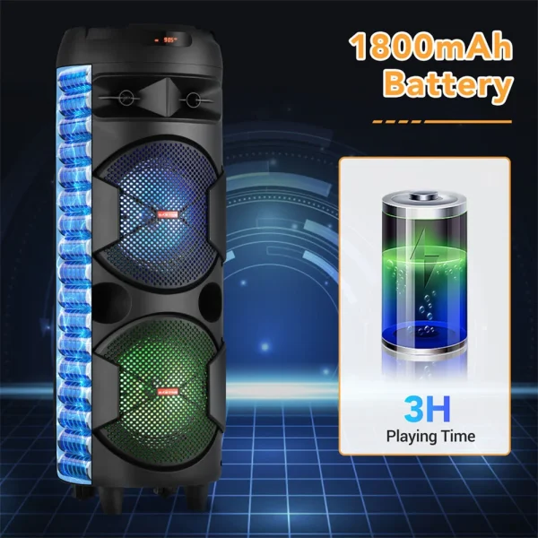 4000W Portable Bluetooth Speaker Dual 6.5" Woofer Sound System Party DJ With Microphone Remote Led Light TWS - Image 3