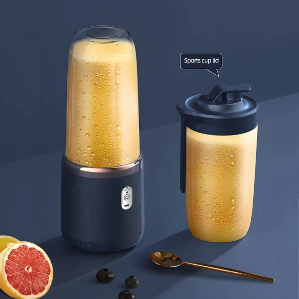 C003-Blue 2-in-1 Outdoor Portable Blender and Juicer - USB Charging, Includes 6 Blades and Double Cups, Suitable for Smoothies, - Image 2